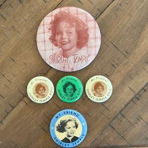 Vintage Shirley Temple Button Pin Collection